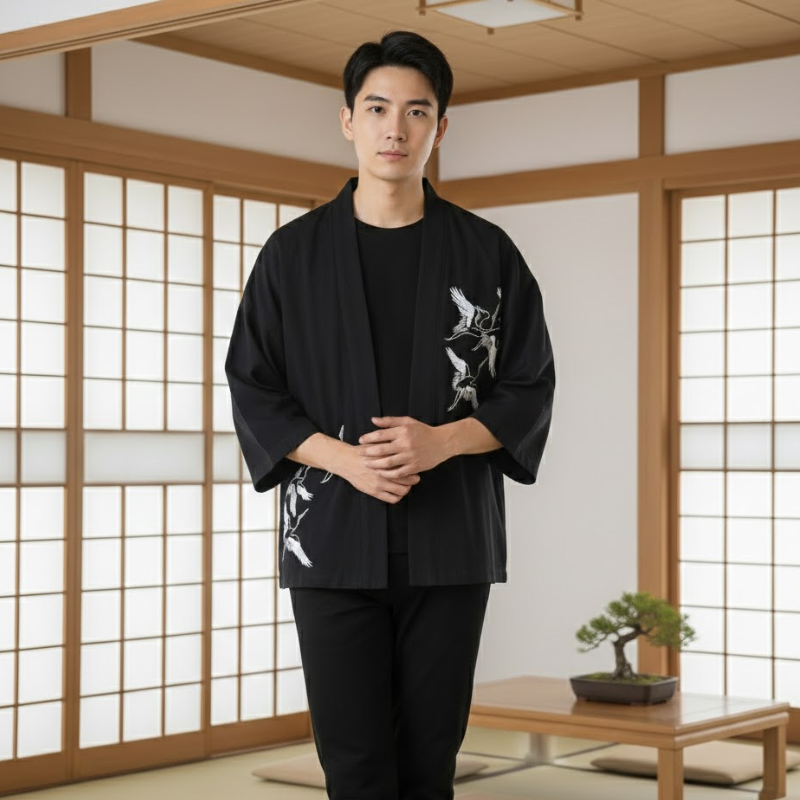 Haori à motif pour homme