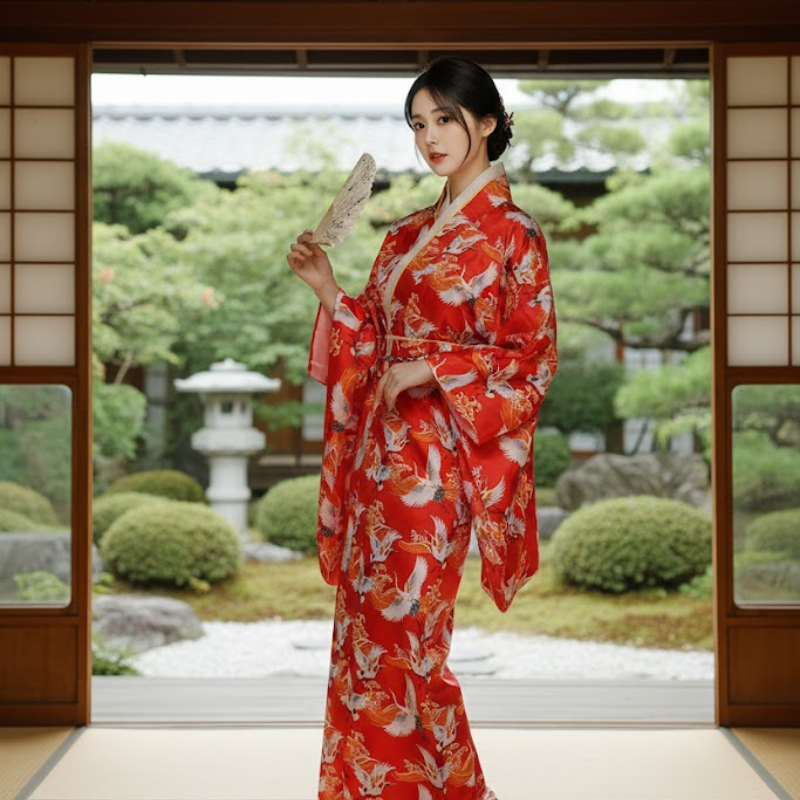 Yukata femme rouge