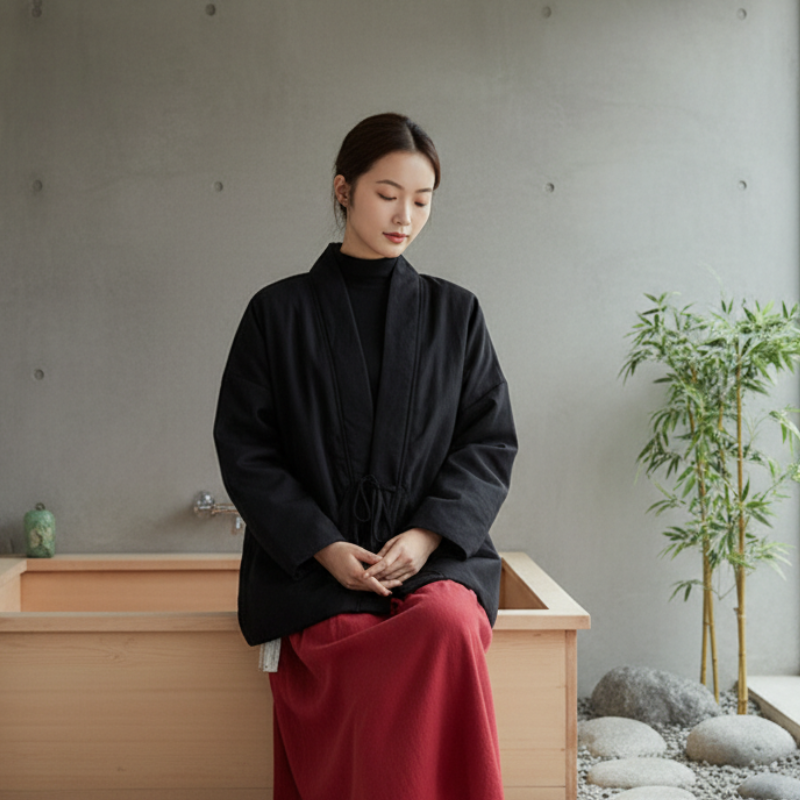 Manteau court manches kimono