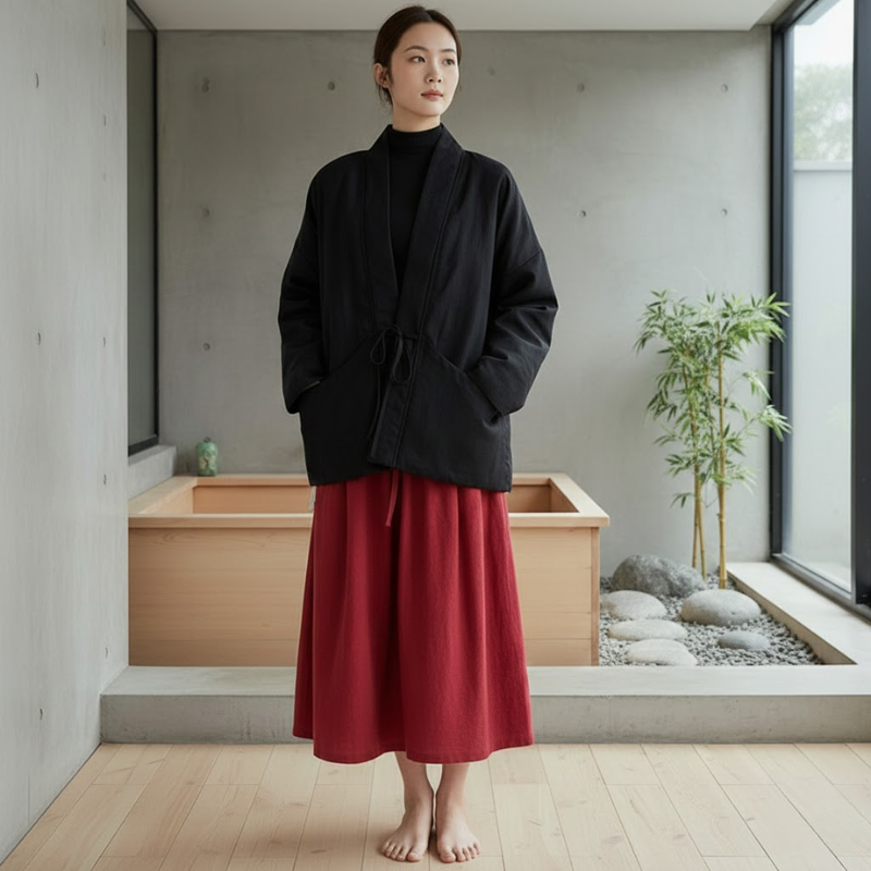 Manteau court manches kimono