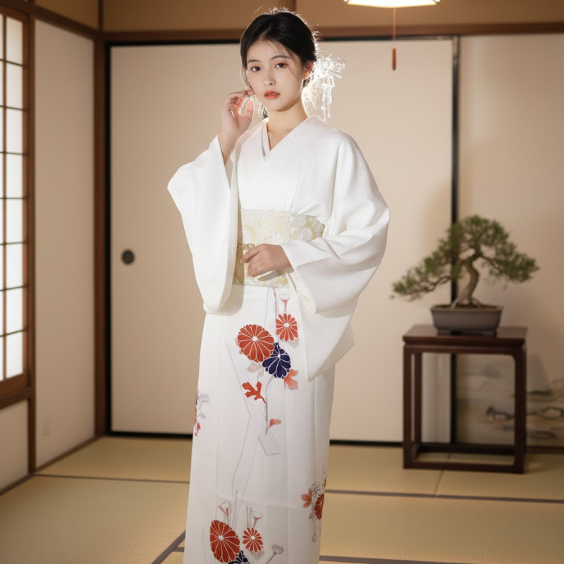 Kimono japonais blanc