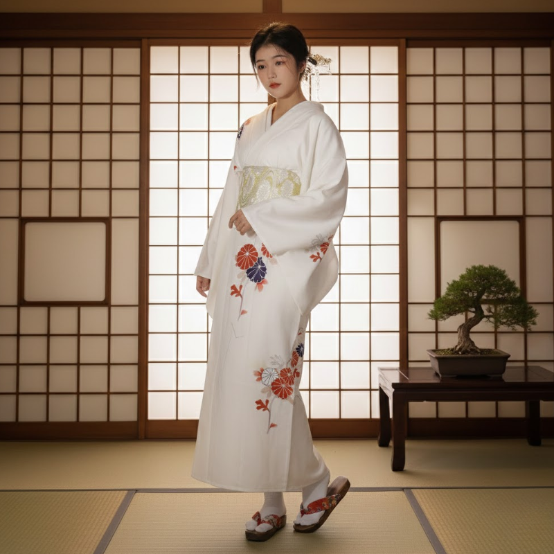 Kimono japonais blanc