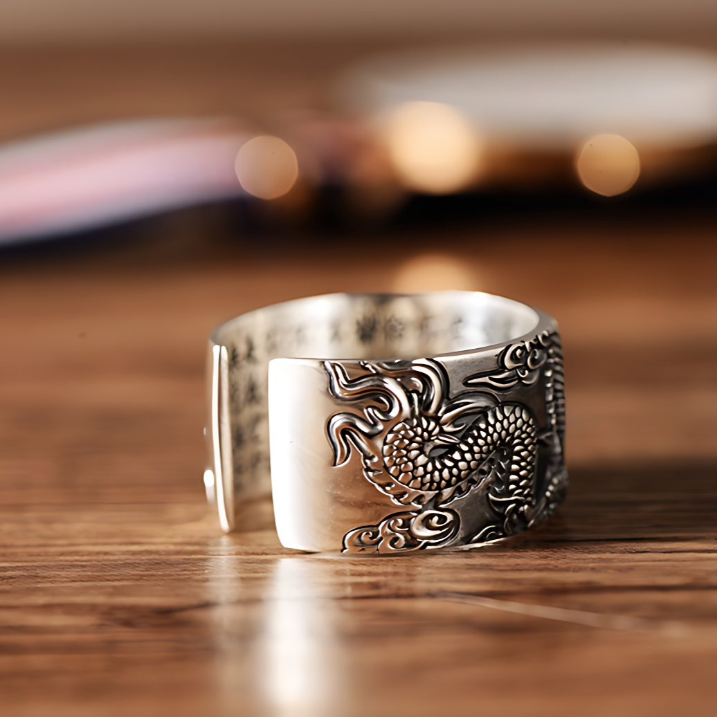 Bague Dragon Asiatique - L’ouverture est réglable