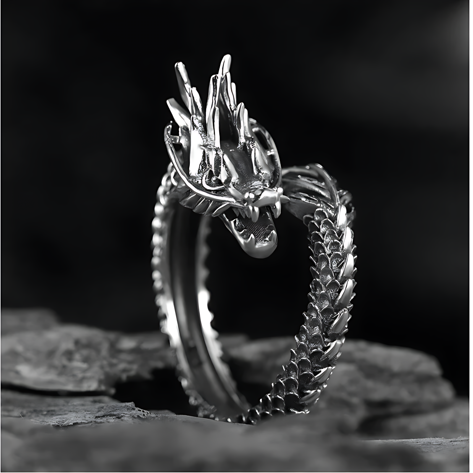 Bague Dragon Chinois - Argent / L’ouverture est réglable