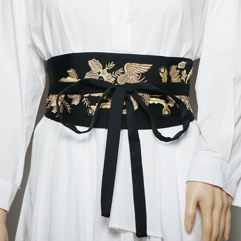 Ceinture Obi Grande Taille Femme - Noir