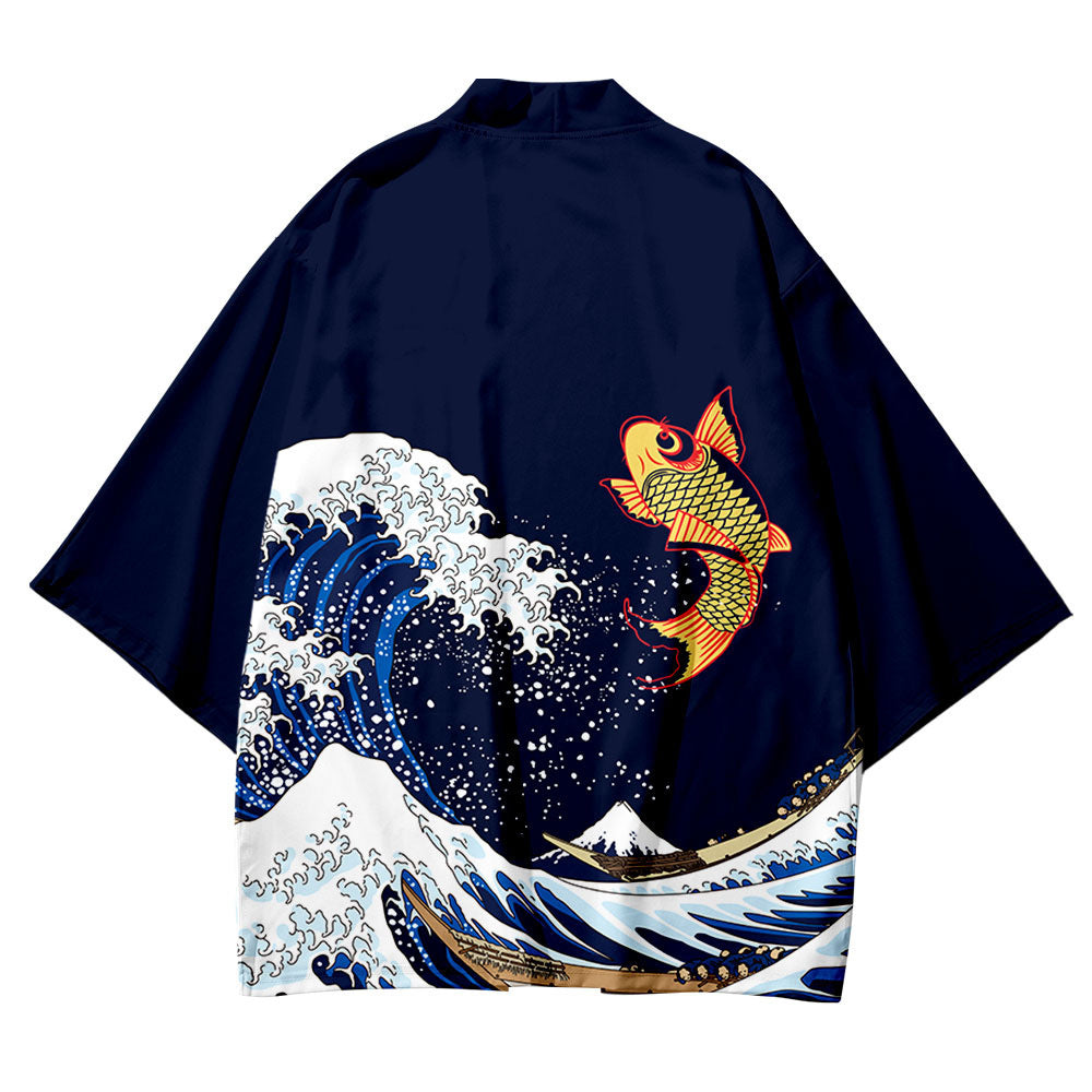 Haori Homme ’Kanagawa’ - Bleu / S