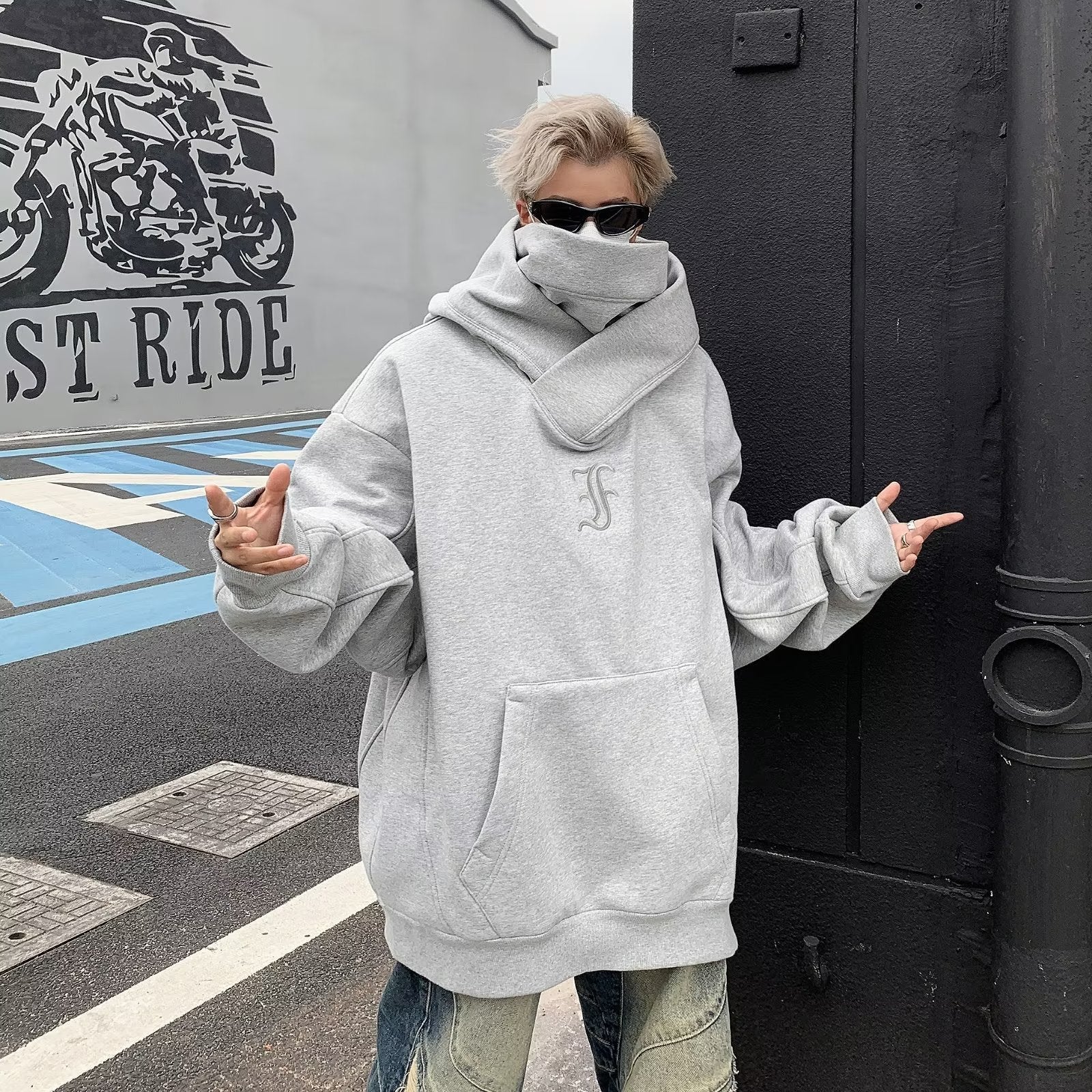 Hoodie Brodé - Gris / S