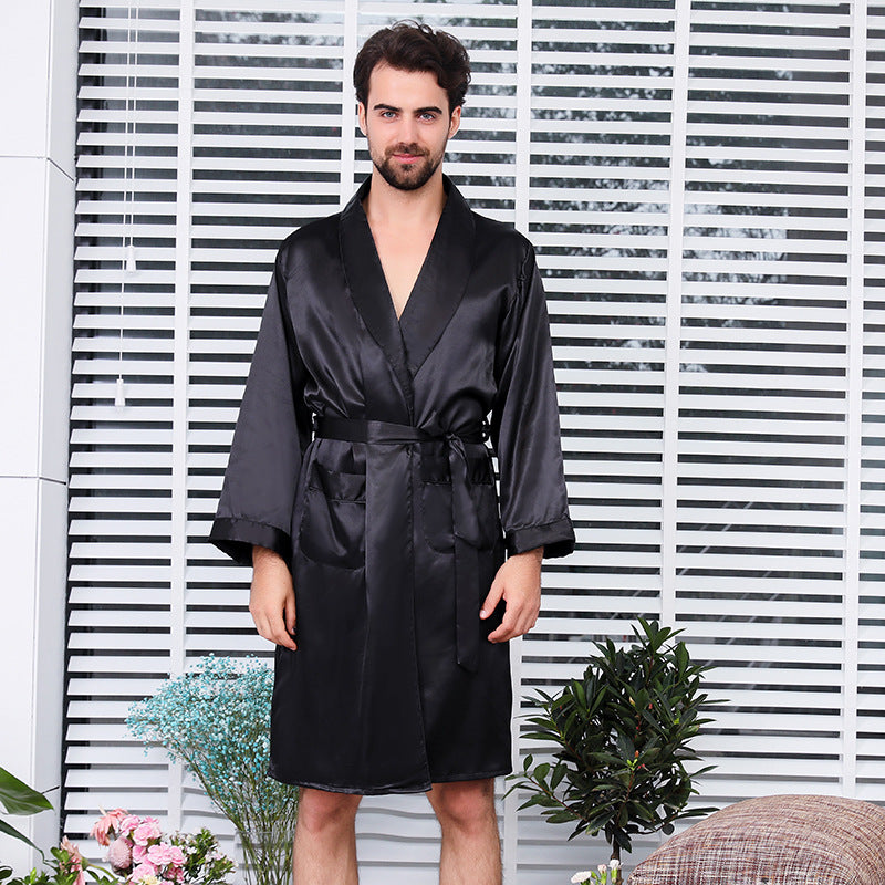 kimono satin noir - Noir / S