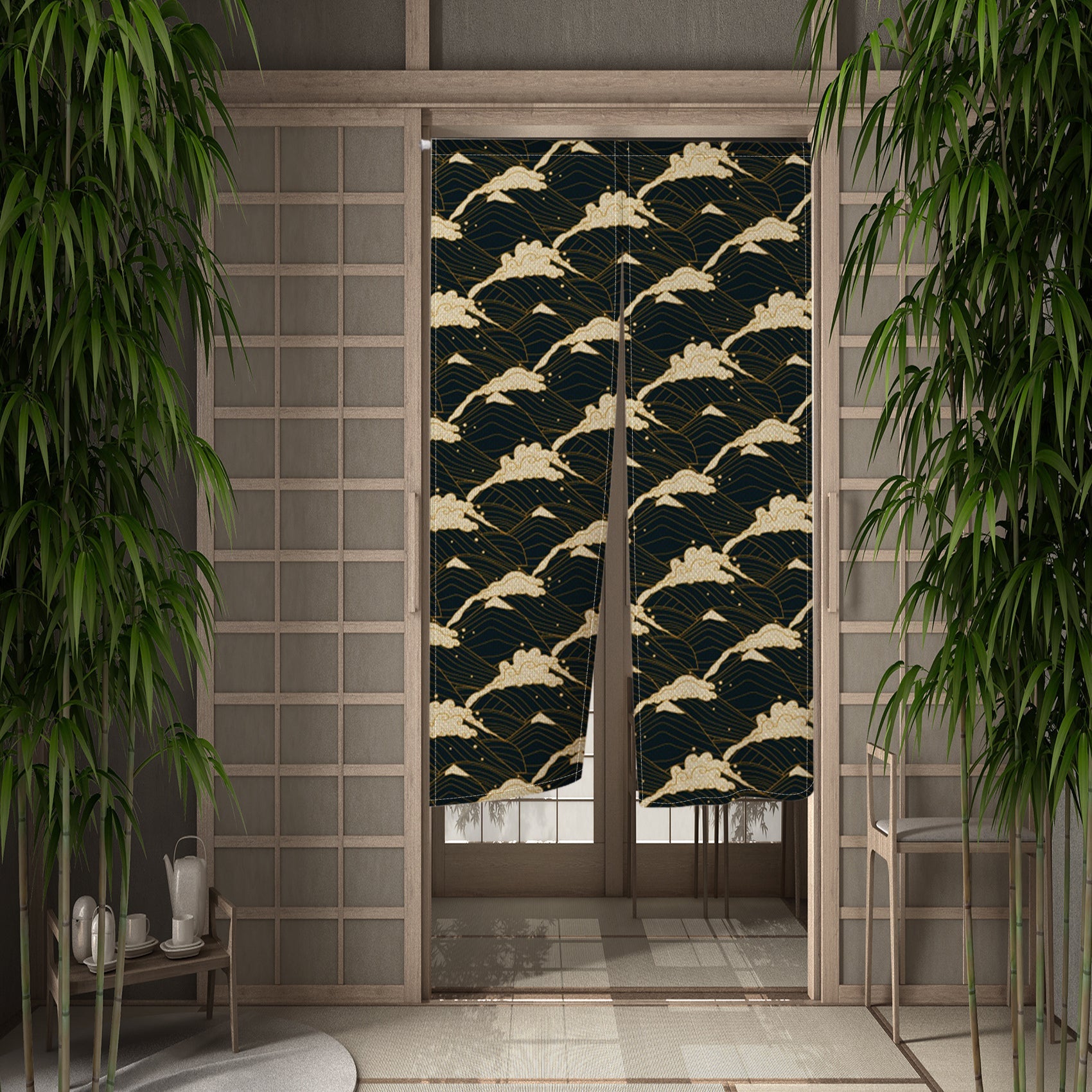 Noren Japonais ’Shizuka’ - Ocean / 55x90cm