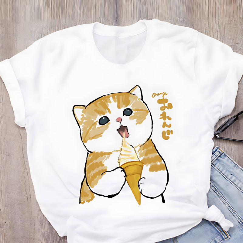 T-shirt chat japonais courir