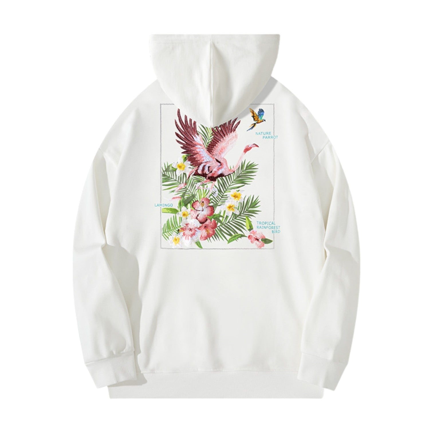 Sweat à Capuche Flamant Rose - Blanc / M