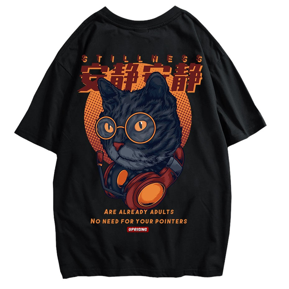 T-Shirt Japonais Kawaii ’Yawusa’ - Noir / S