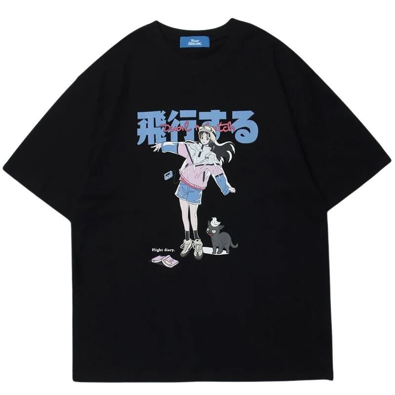 Tee Shirt Japon Fille - Noir / S