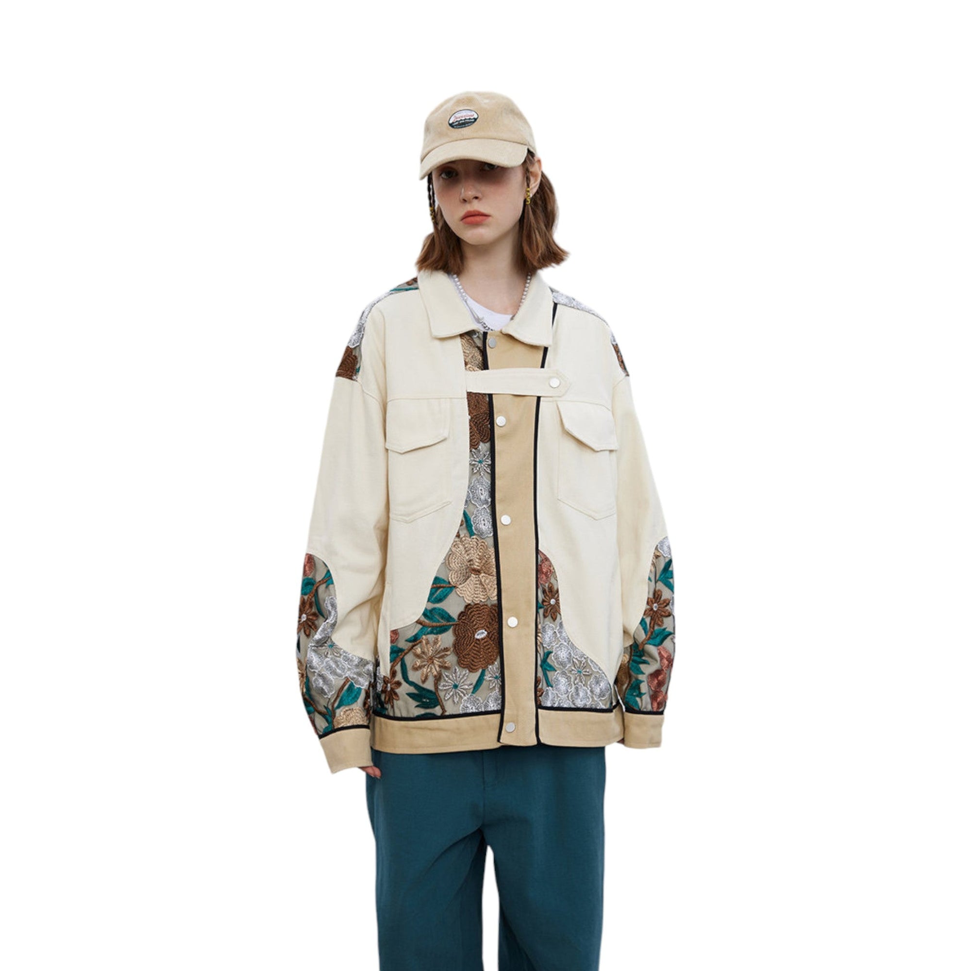 Veste en Jean Broderie Floral ’OJK711’