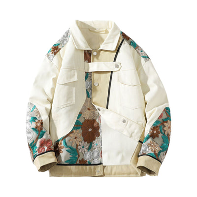 Veste en Jean Broderie Floral ’OJK711’ - Beige / S