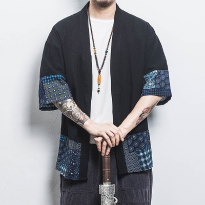 Veste Kimono Homme Japonais ’Mitsuo’ - Noir / M