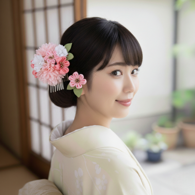 Bijoux fleur kanzashi