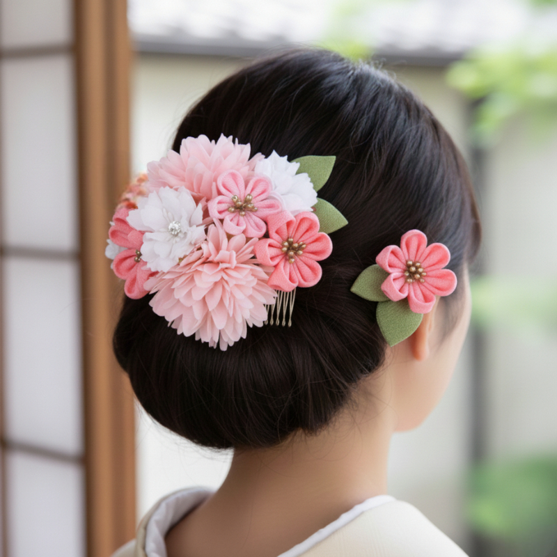 Bijoux fleur kanzashi