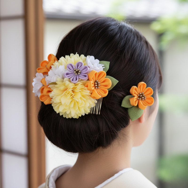 Bijoux fleur kanzashi