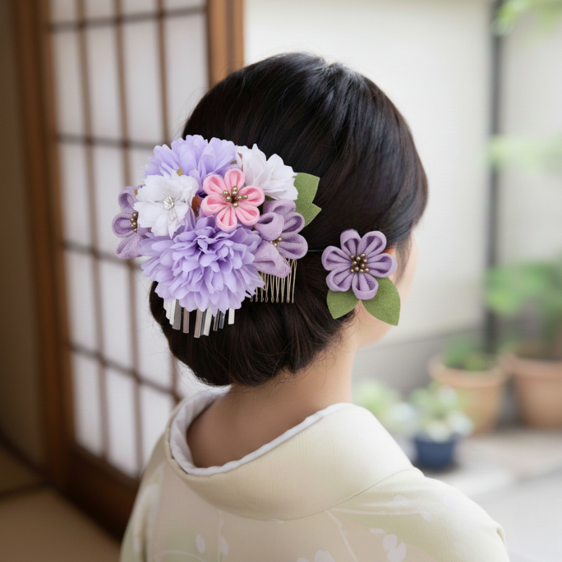 Bijoux fleur kanzashi