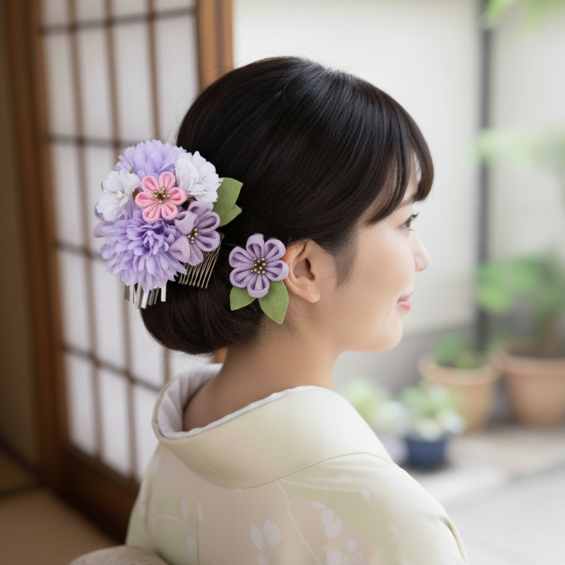 Bijoux fleur kanzashi