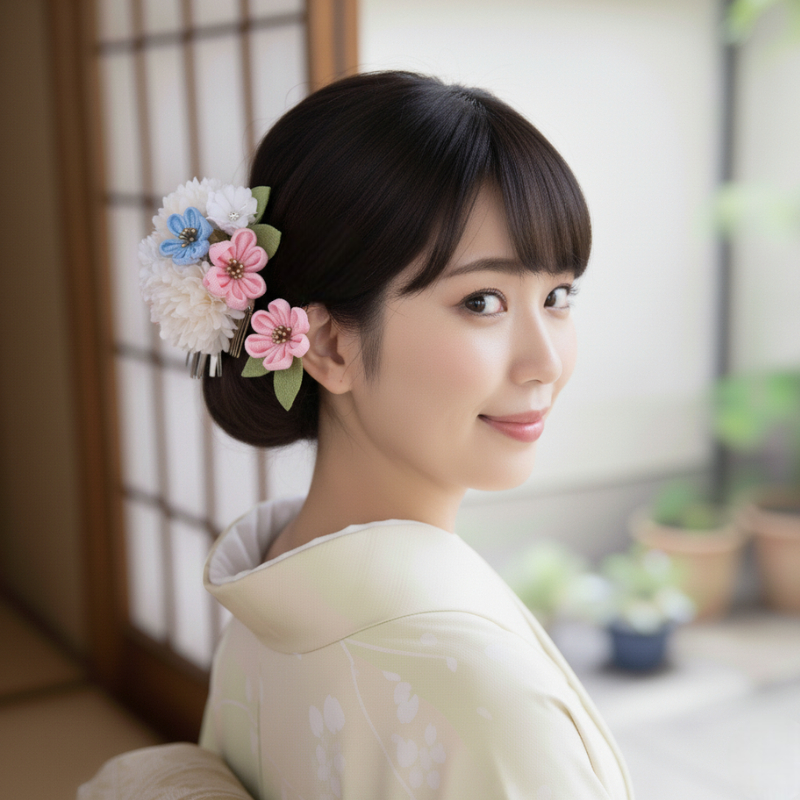 Bijoux fleur kanzashi