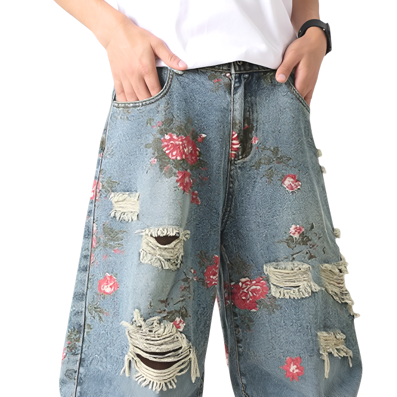 Short streetwear homme fleur