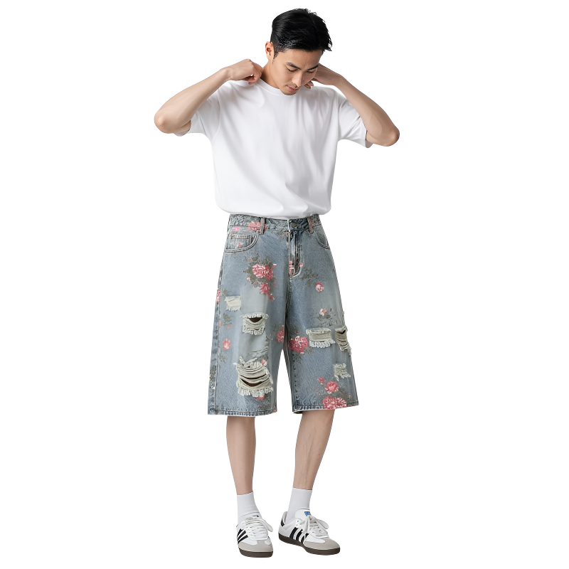 Short streetwear homme fleur