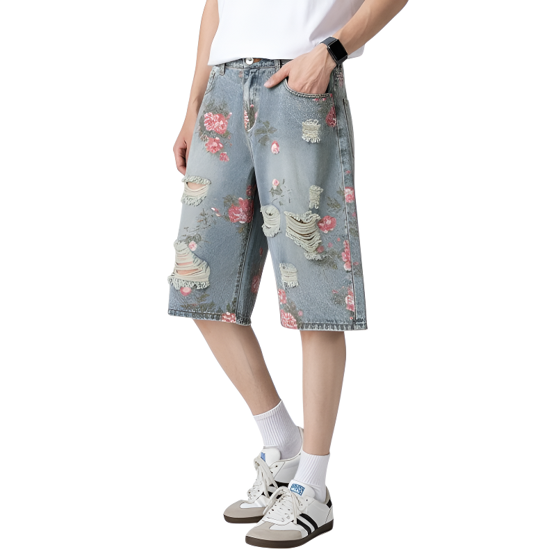 Short streetwear homme fleur