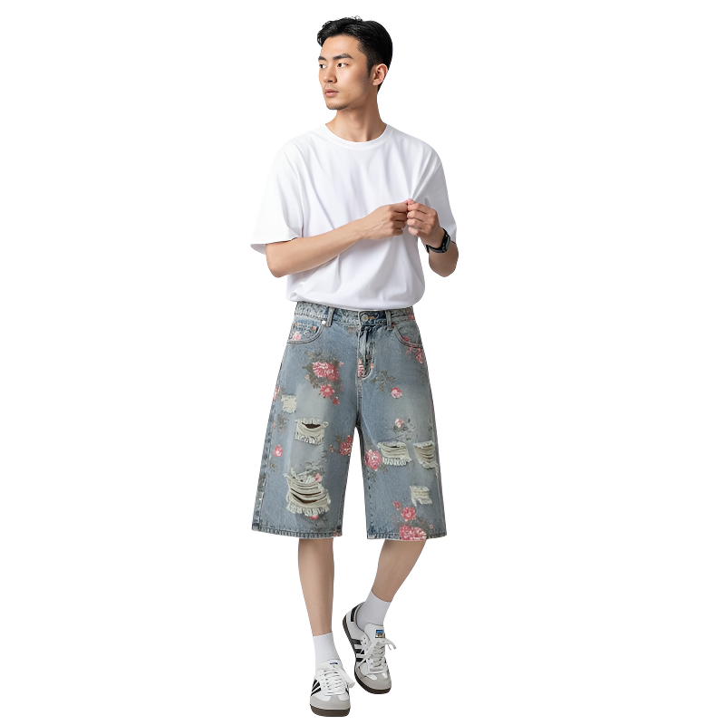 Short streetwear homme fleur