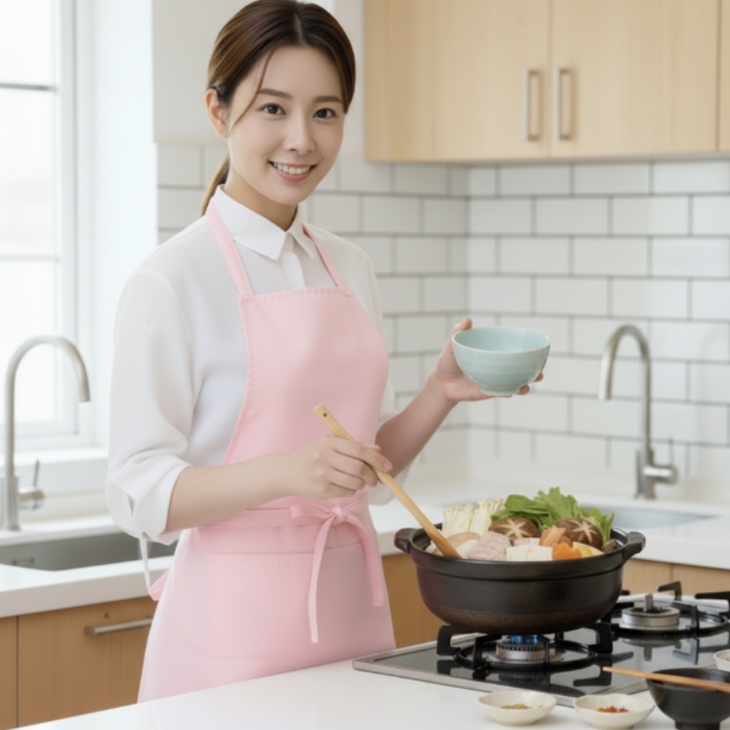 Tablier japonais rose poudre