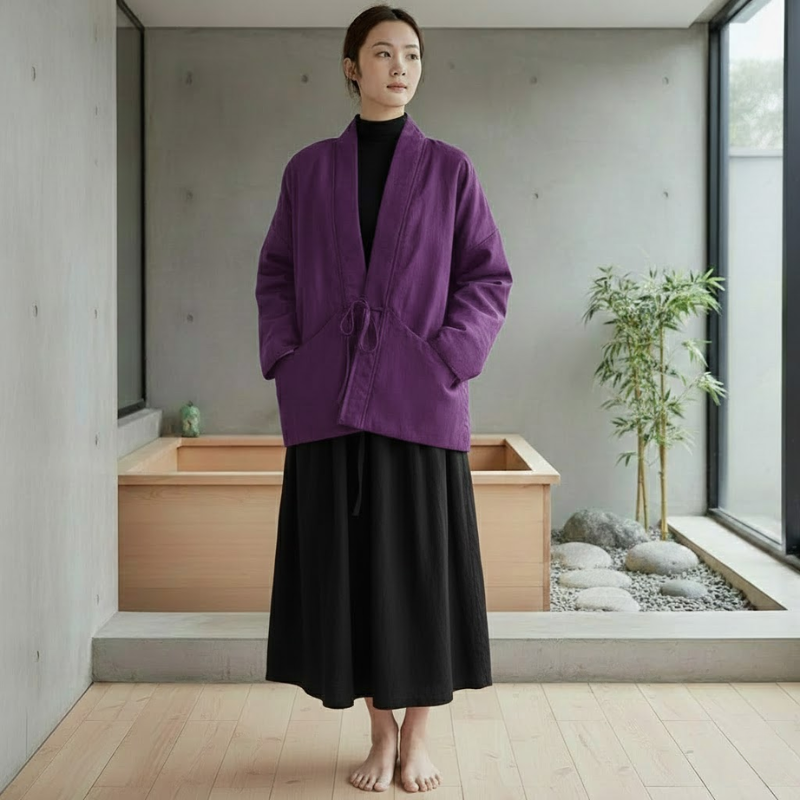 Manteau court manches kimono