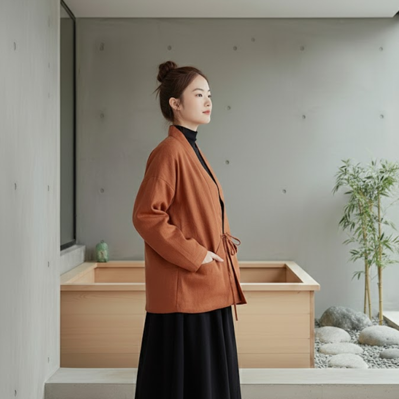 Manteau court manches kimono