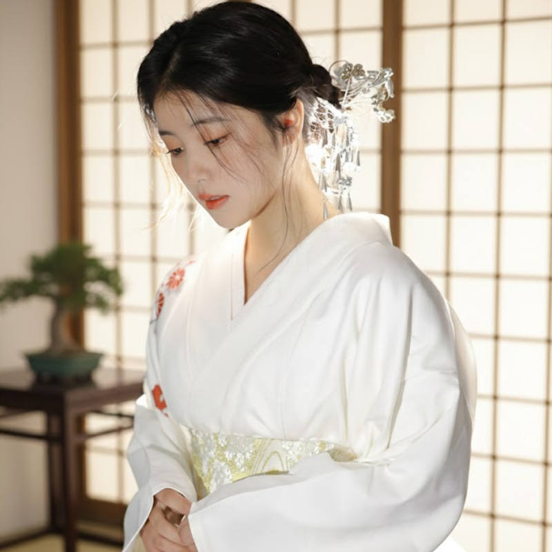 Kimono japonais blanc