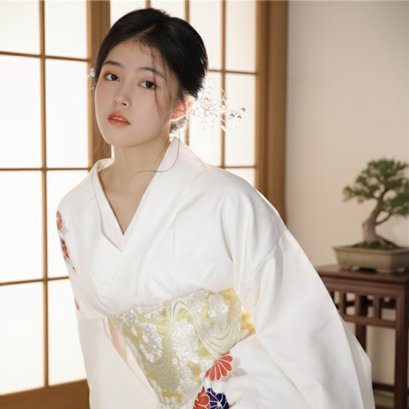 Kimono japonais blanc