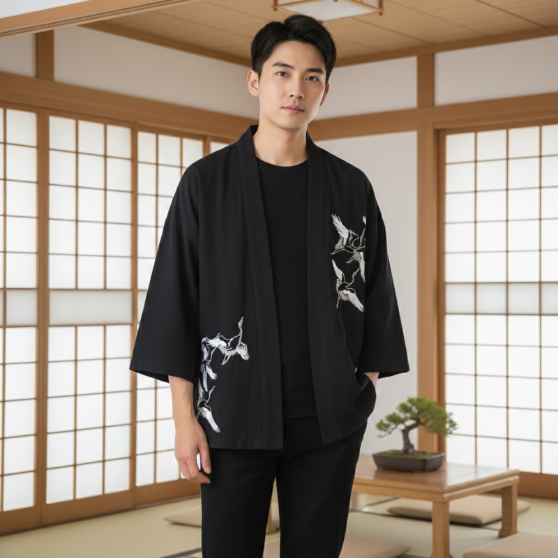 Haori à motif pour homme