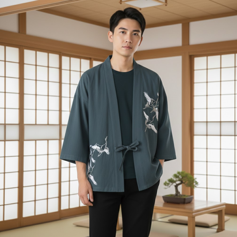 Haori à motif pour homme