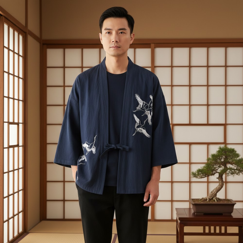 Haori à motif pour homme