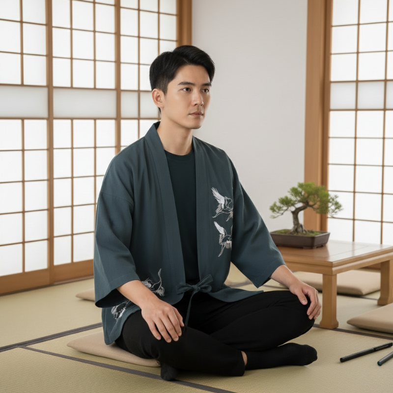Haori à motif pour homme