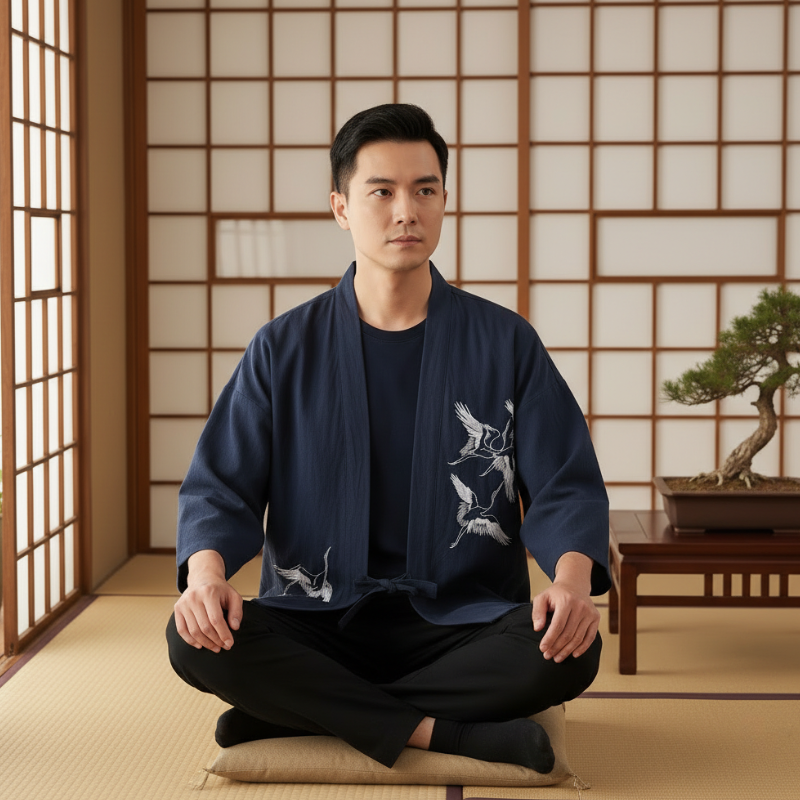 Haori à motif pour homme