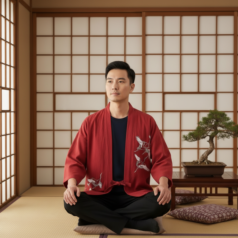 Haori à motif pour homme