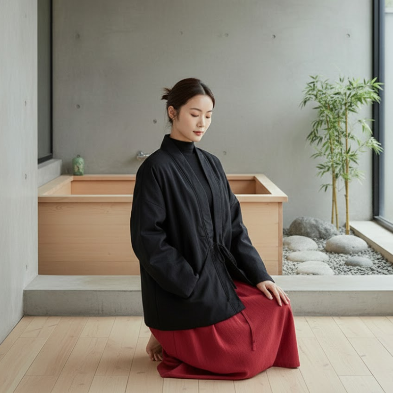 Manteau court manches kimono