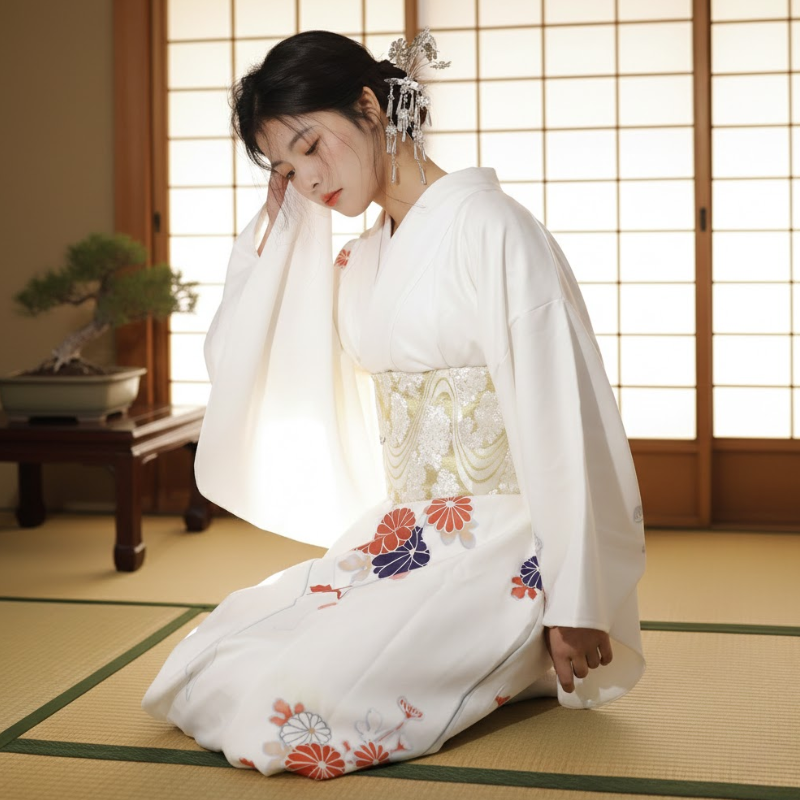 Kimono japonais blanc