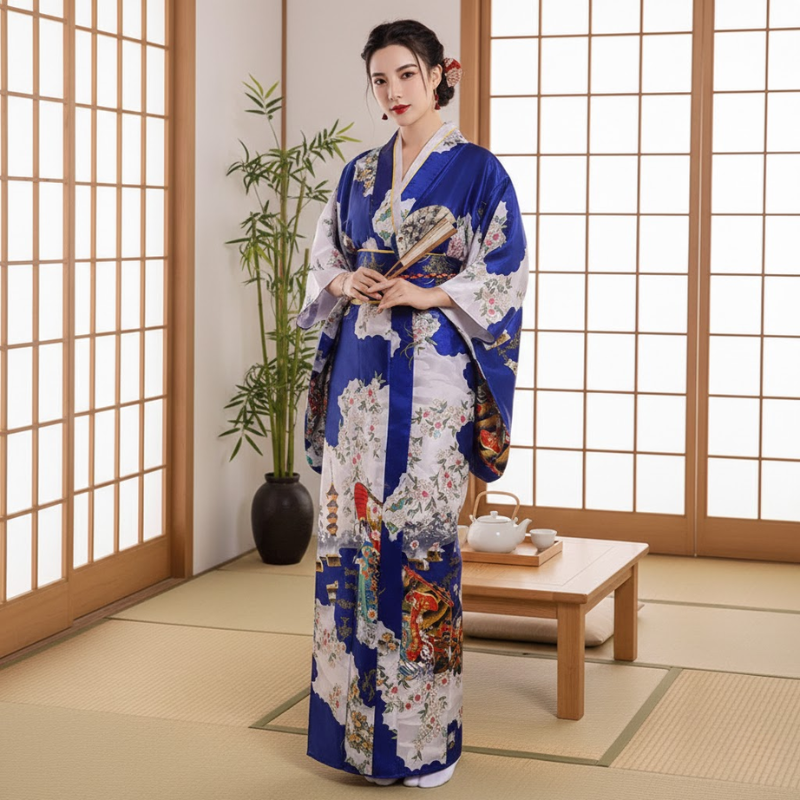 Kimono long satin femme