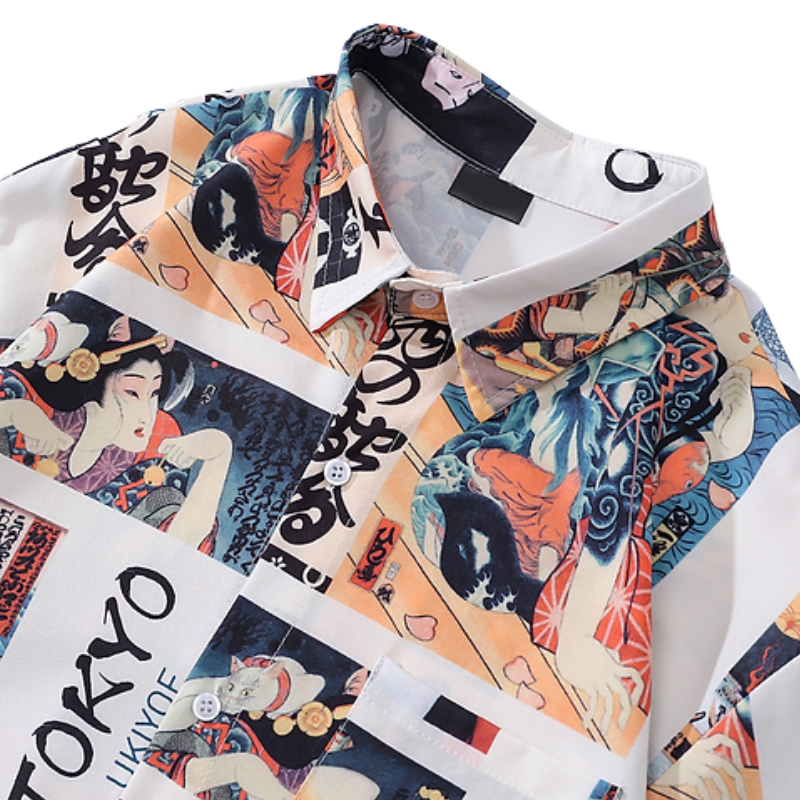 Chemise imprimée écriture japonaise
