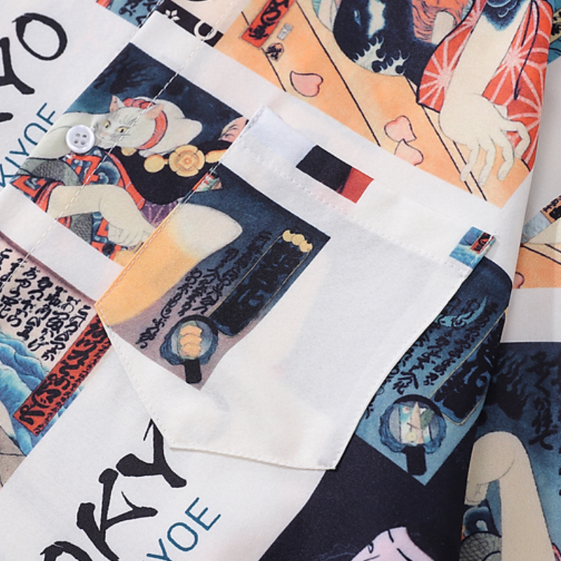 Chemise imprimée écriture japonaise