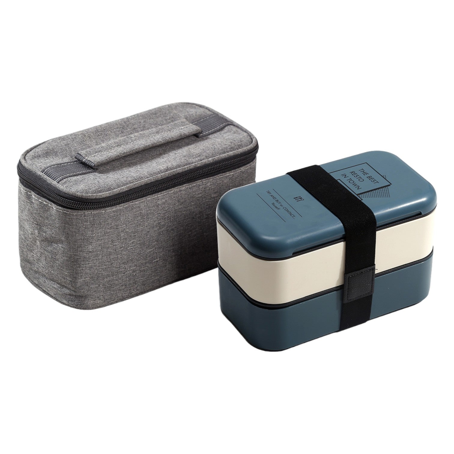 Bento box ecologique - Bleu / Boîte + Sac