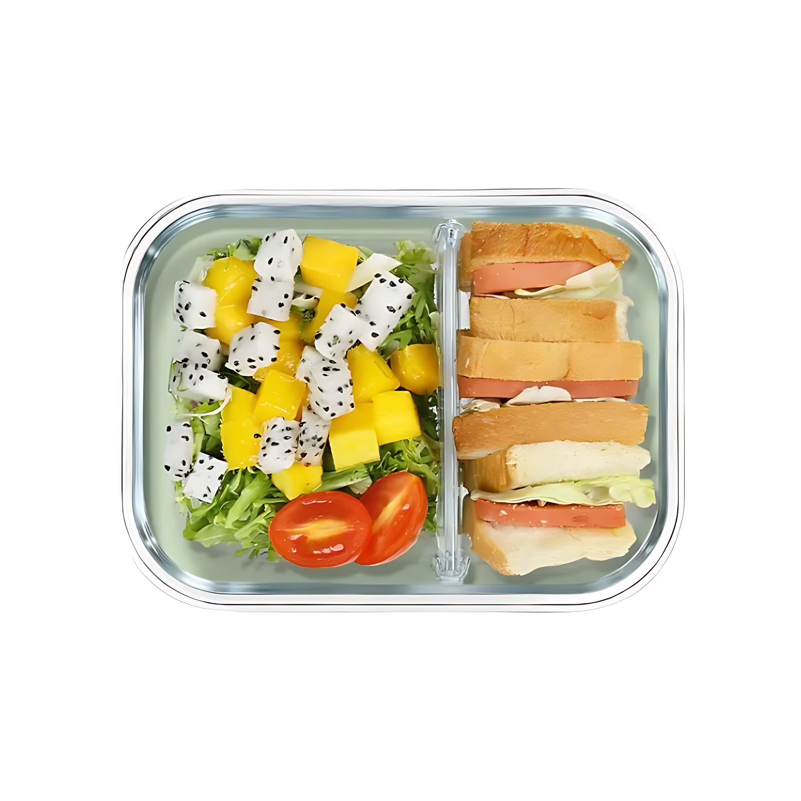 Bento box en verre - 2 compartiments