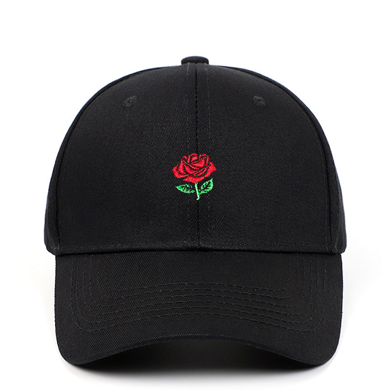 Casquette avec une Rose ’Hanaki’ - Noir / Ajustable