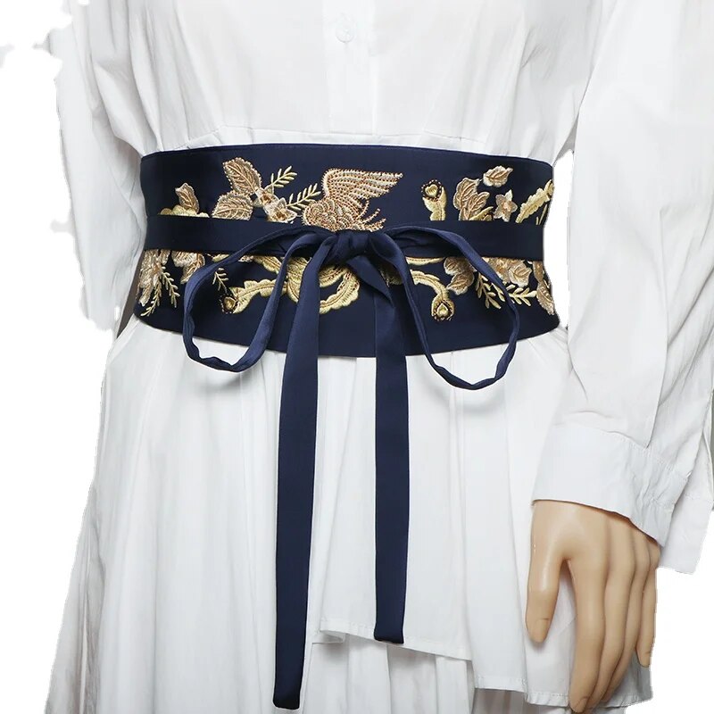 Ceinture Obi Grande Taille Femme - Bleu